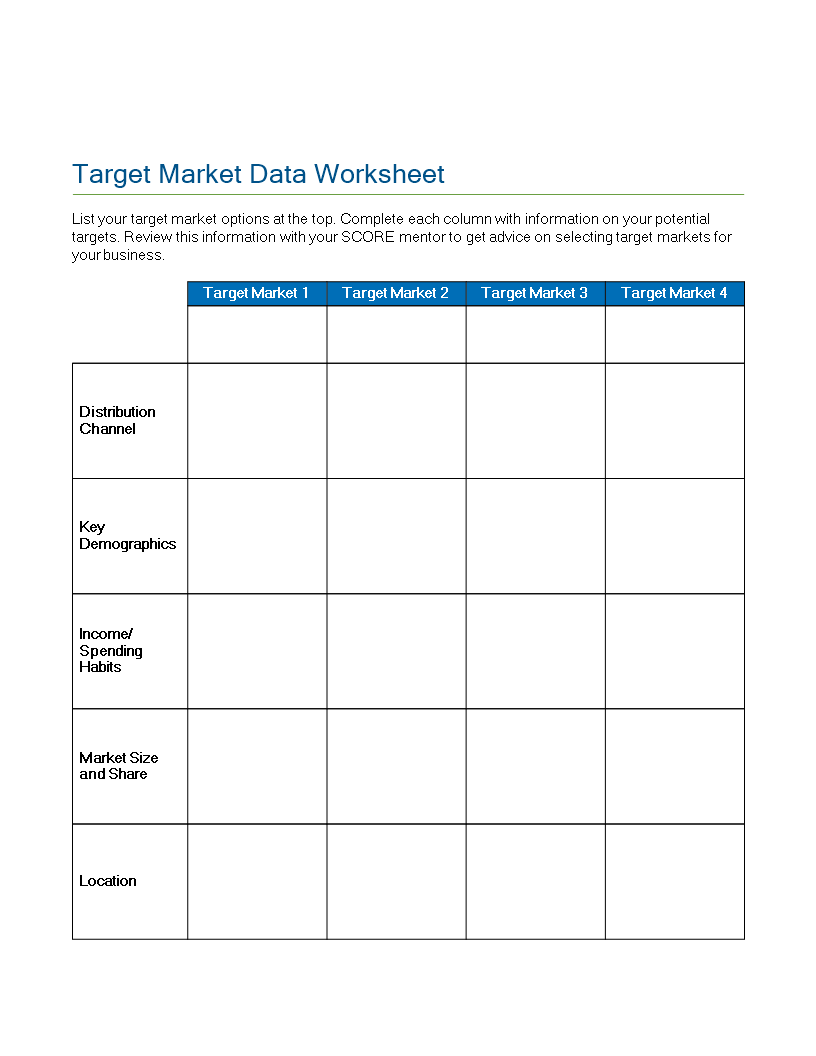 target market data worksheet plantilla imagen principal