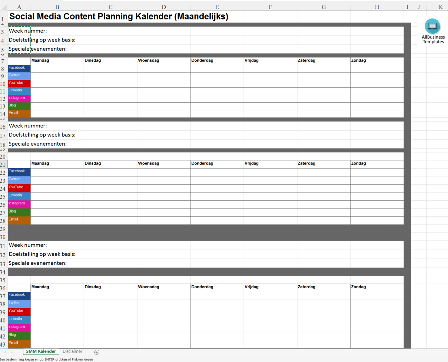 maandelijkse sociale media kalender plantilla imagen principal