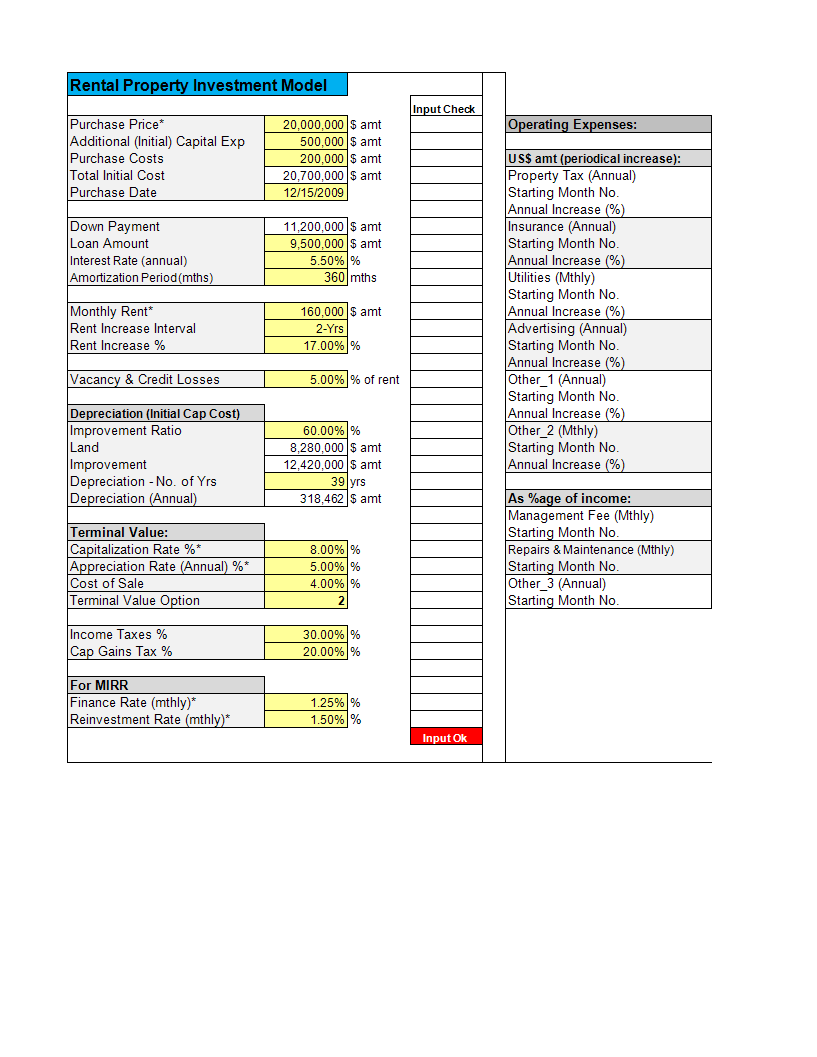 rental property investment template