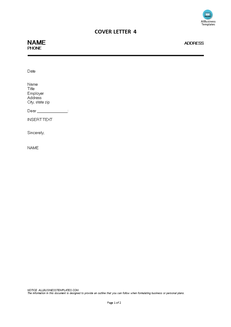 resume cover letter template template