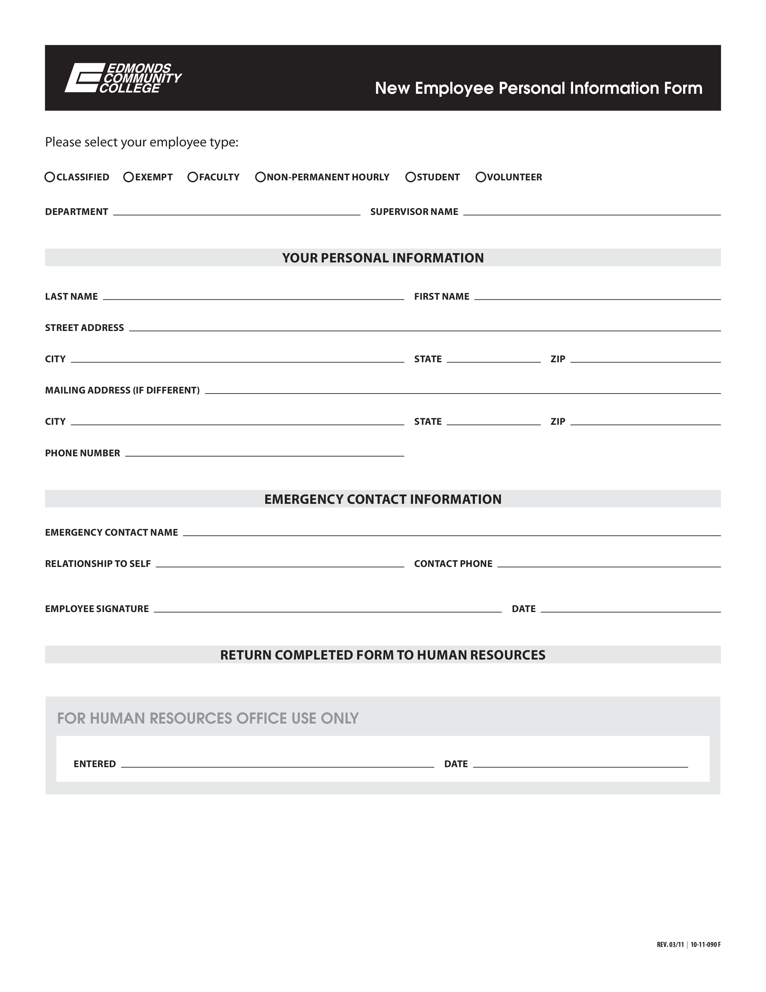 personal information sheet template