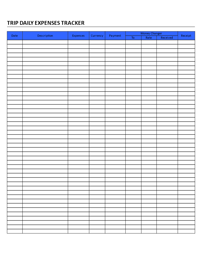 daily expenses tracker Hauptschablonenbild