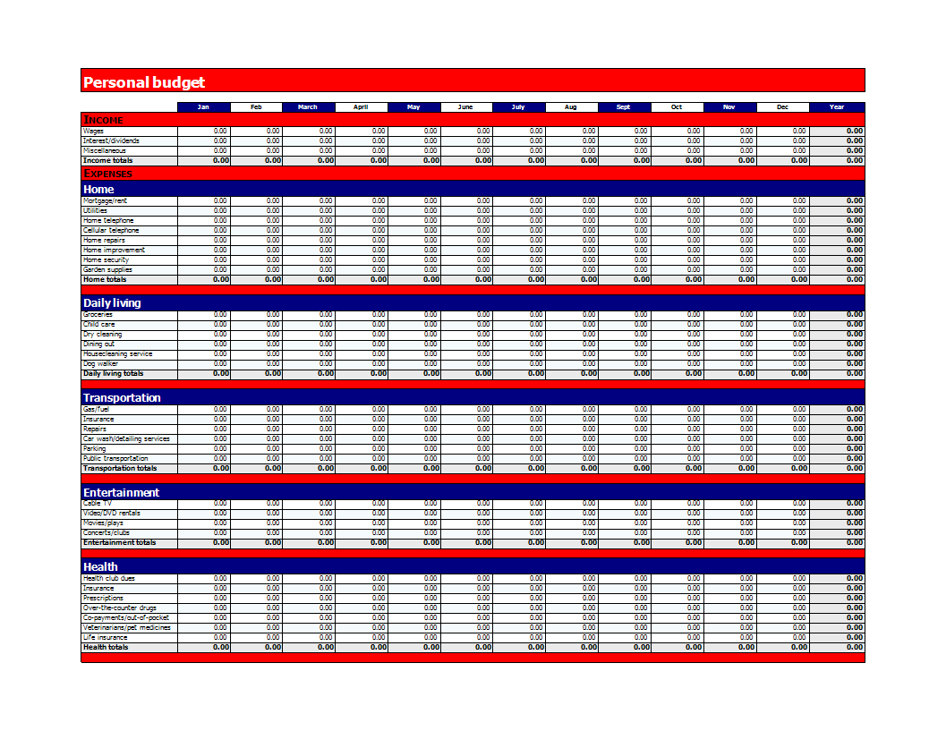 Personal Budget Template in excel main image