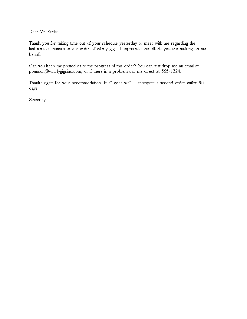 Sample Business Thank You Letter For Meeting main image