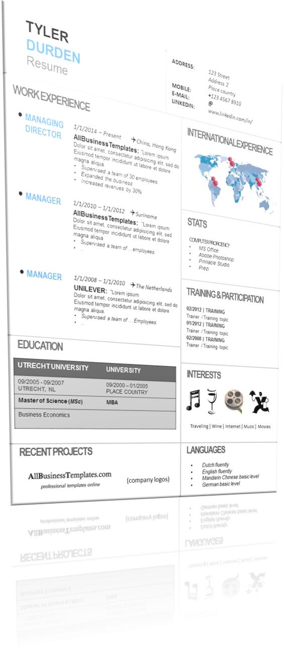 international resume format free download