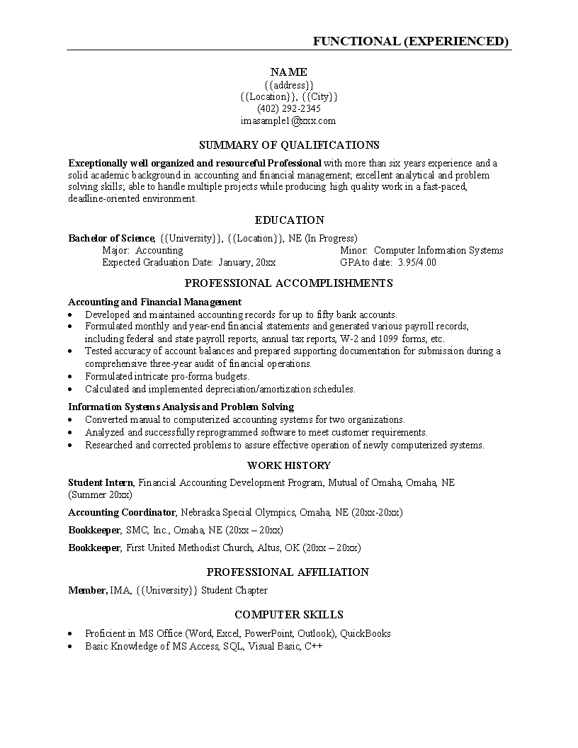 simple resume format template