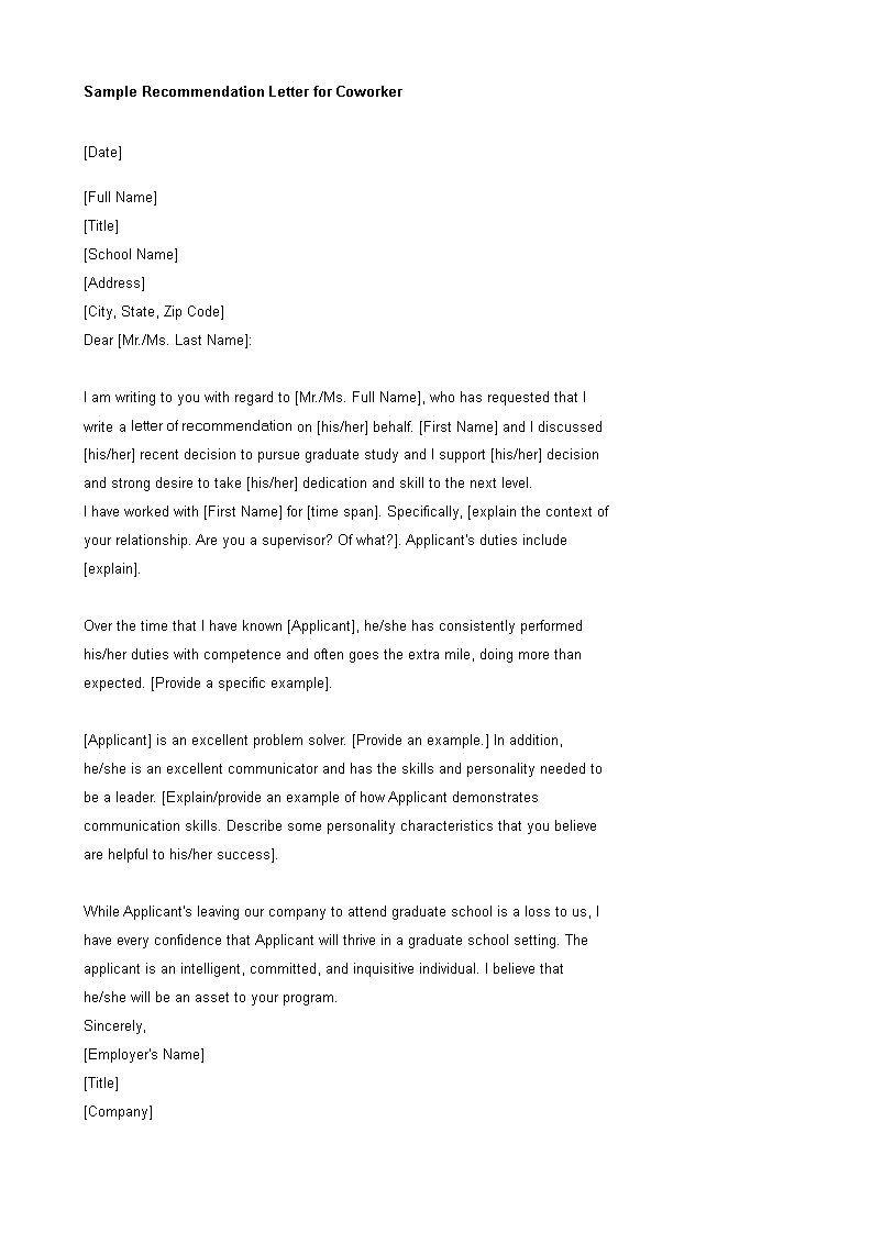 Letter Of Recommendation Template For Coworker from www.allbusinesstemplates.com