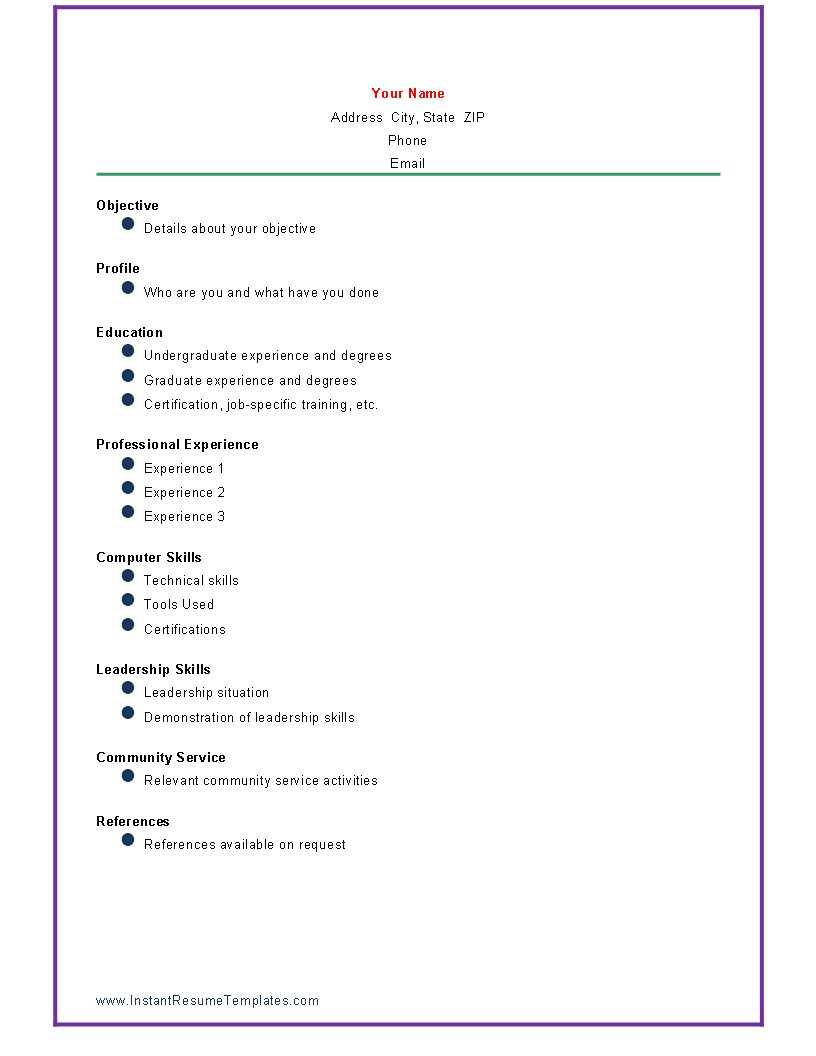 Basic Academic Resume 模板