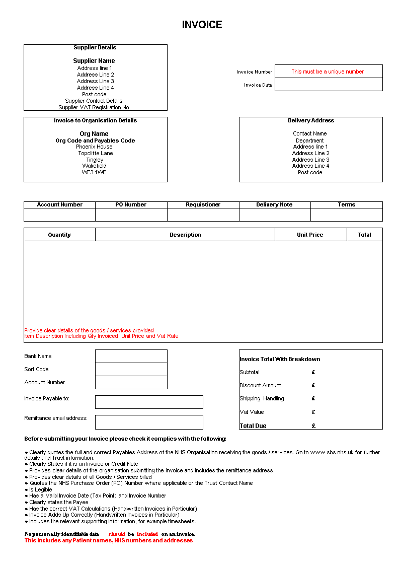 invoice for delivery order template
