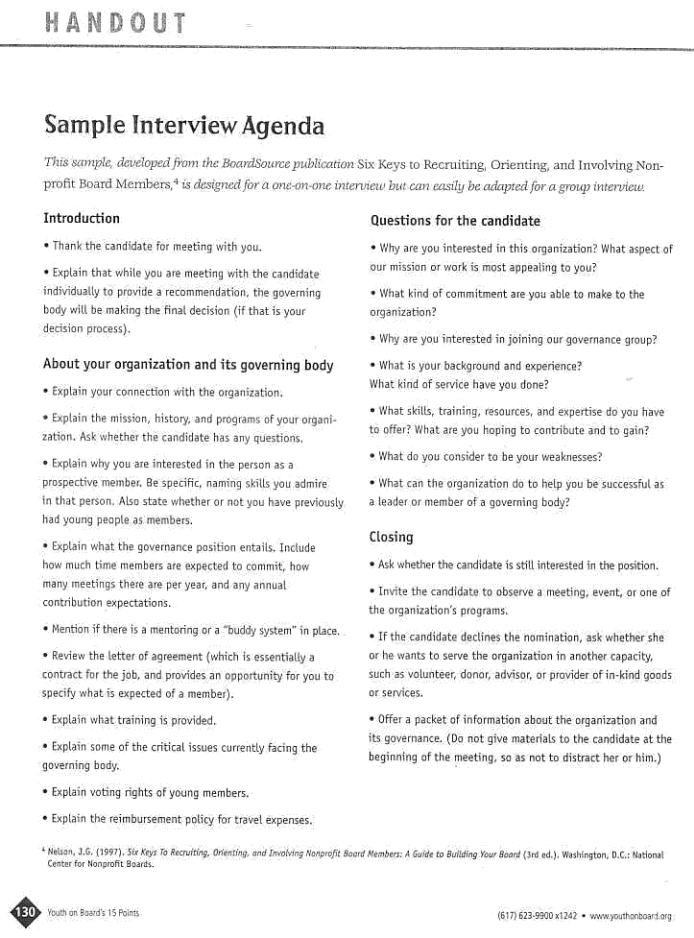 sample interview agenda template