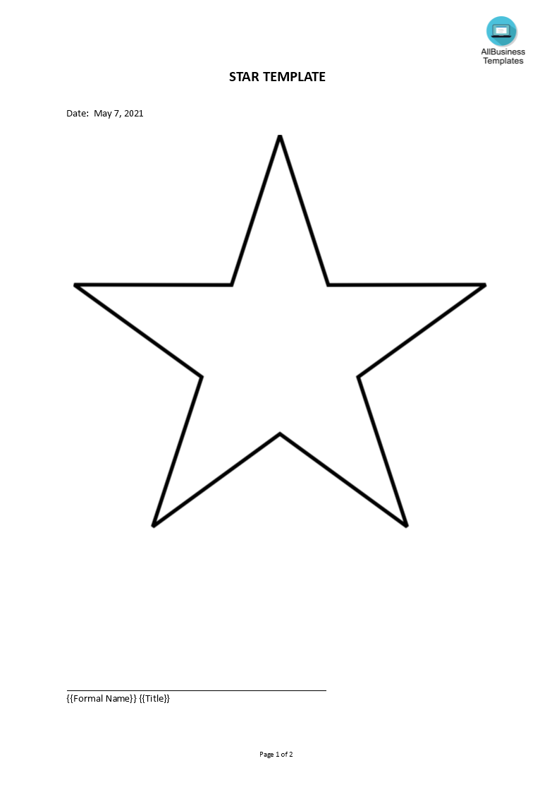 Simple Star PDF Template Templates at