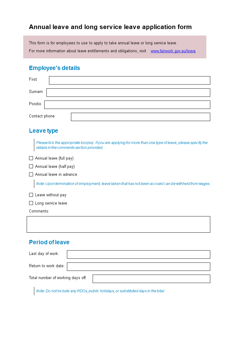 leave application request email template