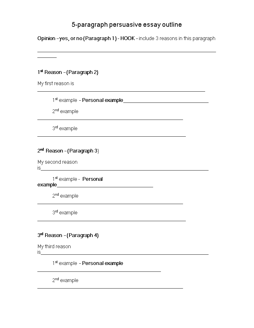 Persuasive Essay Outline 模板