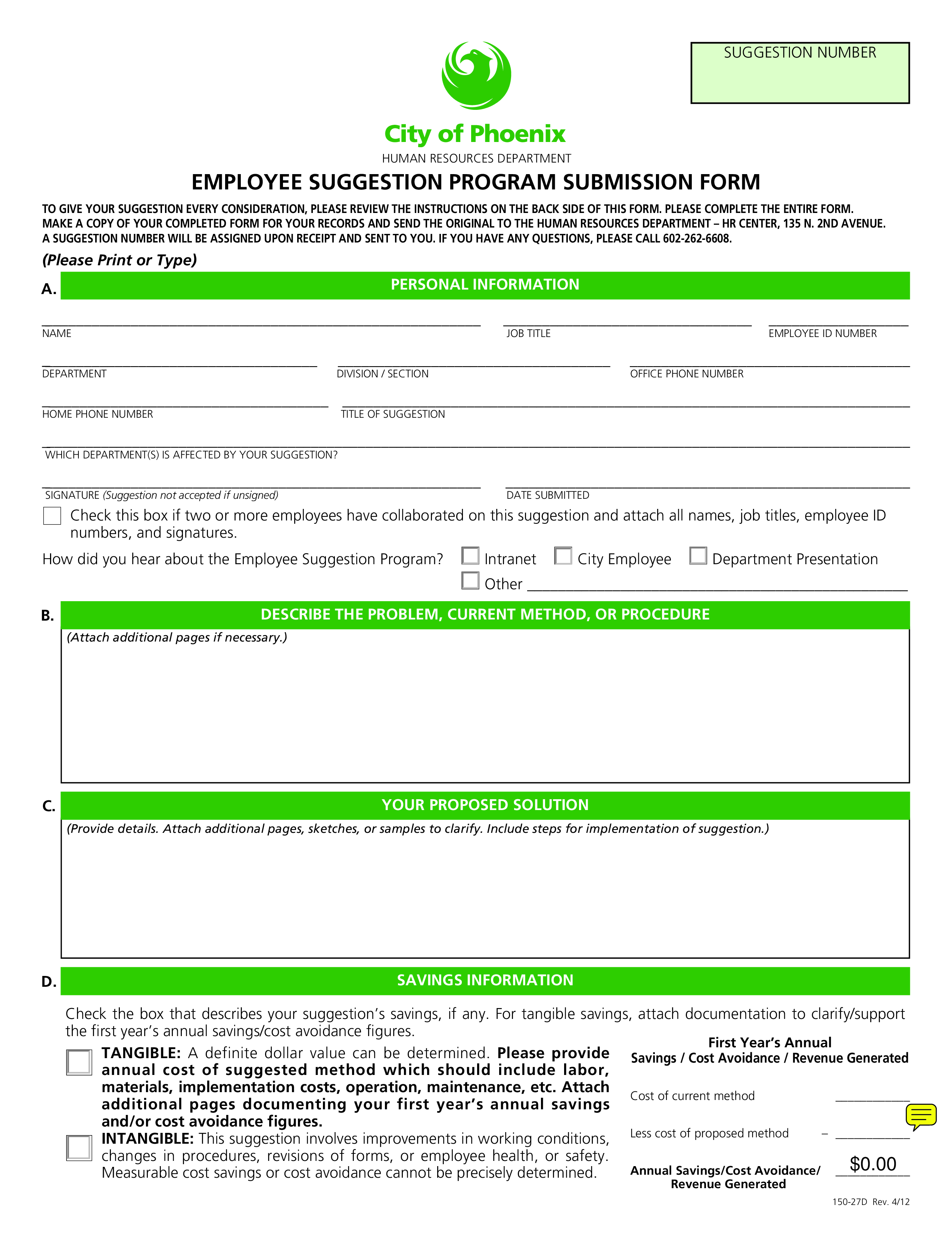 Employee Suggestion Submission Form main image