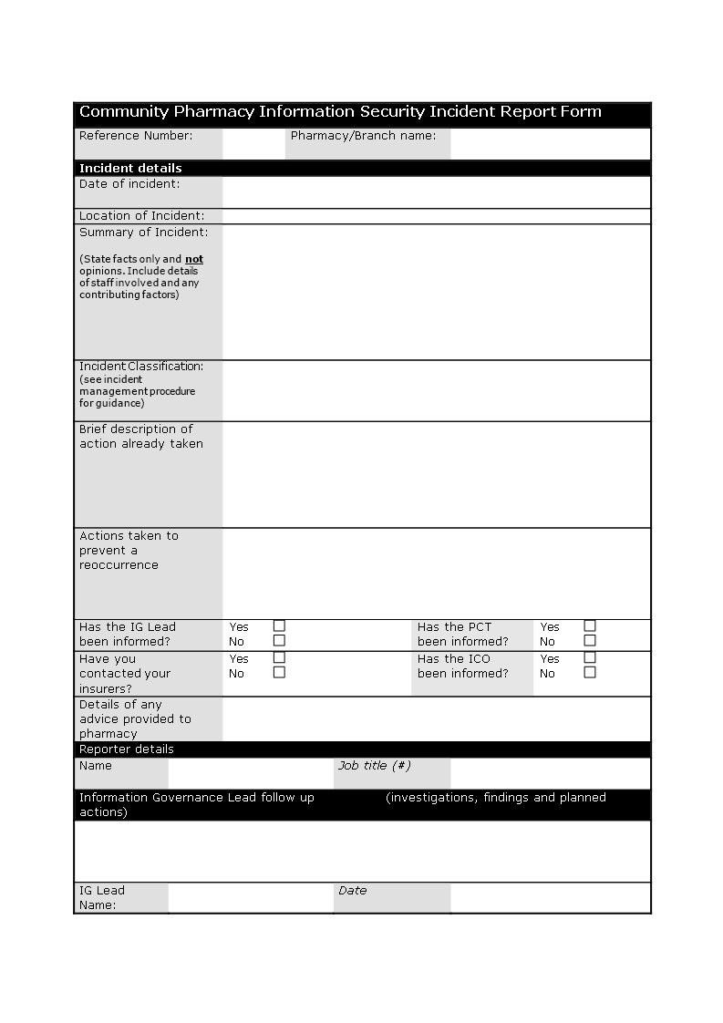 information security incident report template voorbeeld afbeelding 