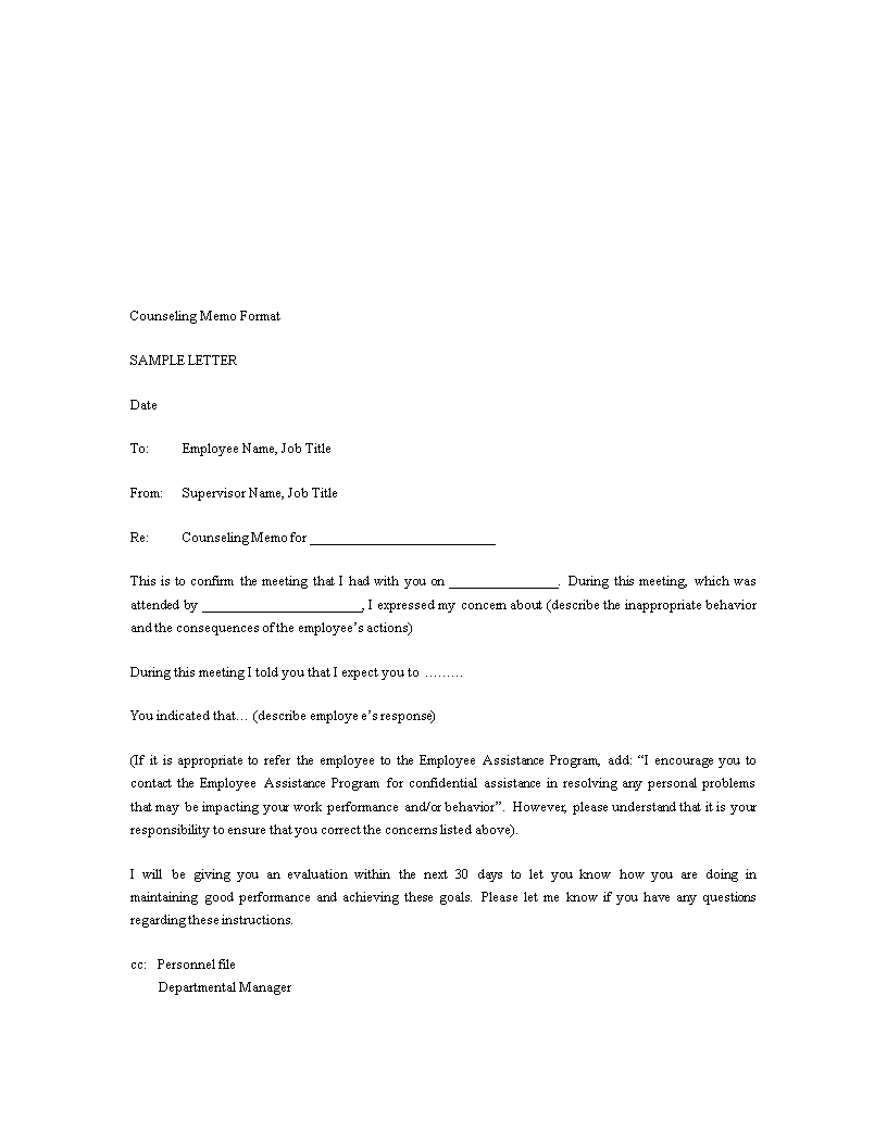 counseling memo format Hauptschablonenbild