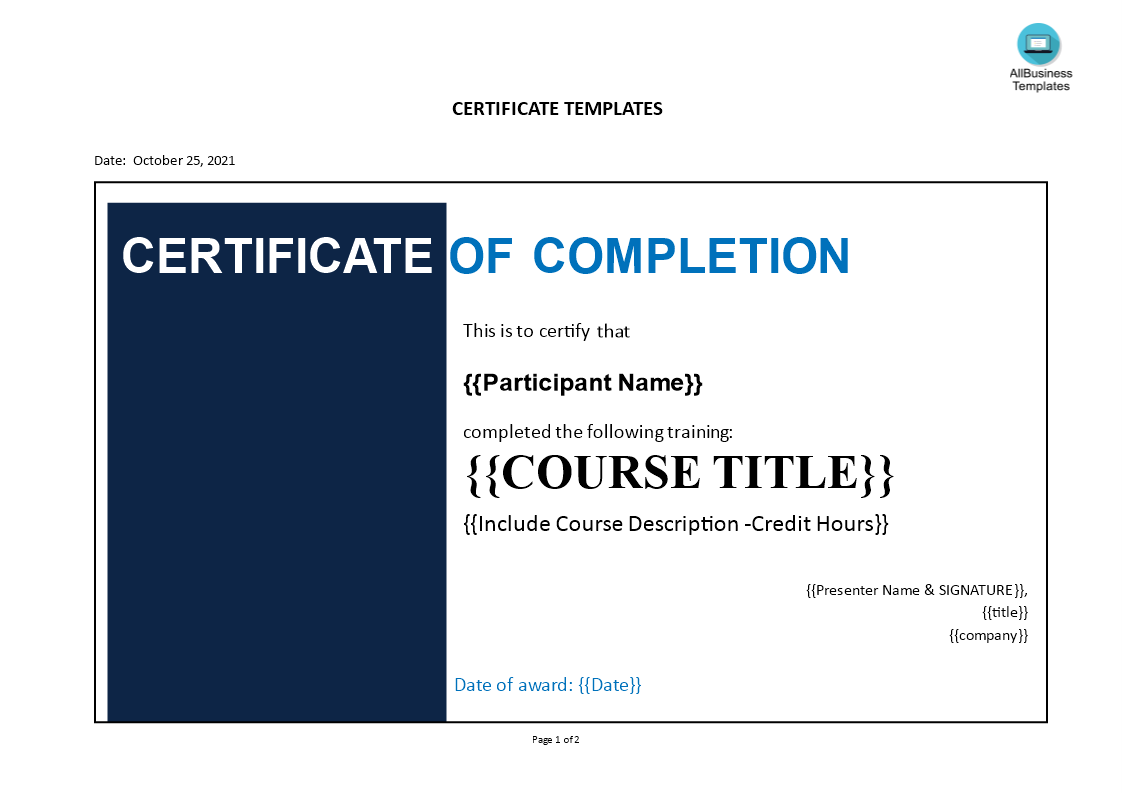 Certificate Templates | Templates at allbusinesstemplates.com