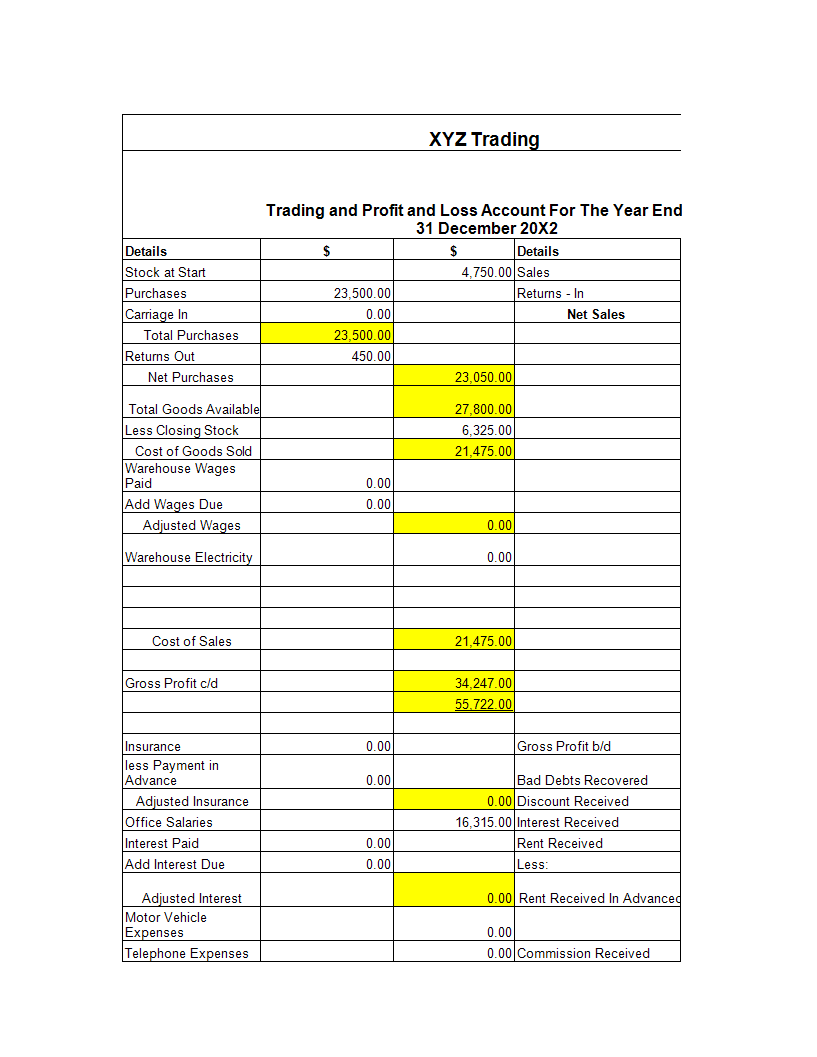 profit and loss excel worksheet plantilla imagen principal