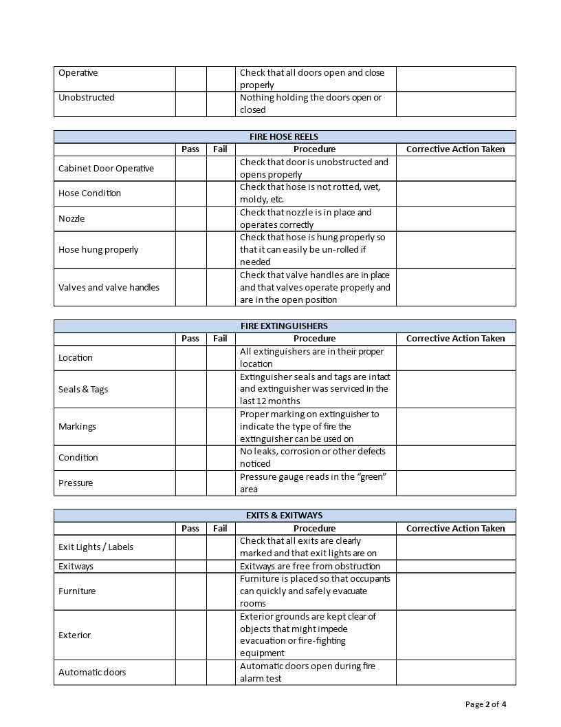 Fire Inspection Checkpoints | Templates at allbusinesstemplates.com