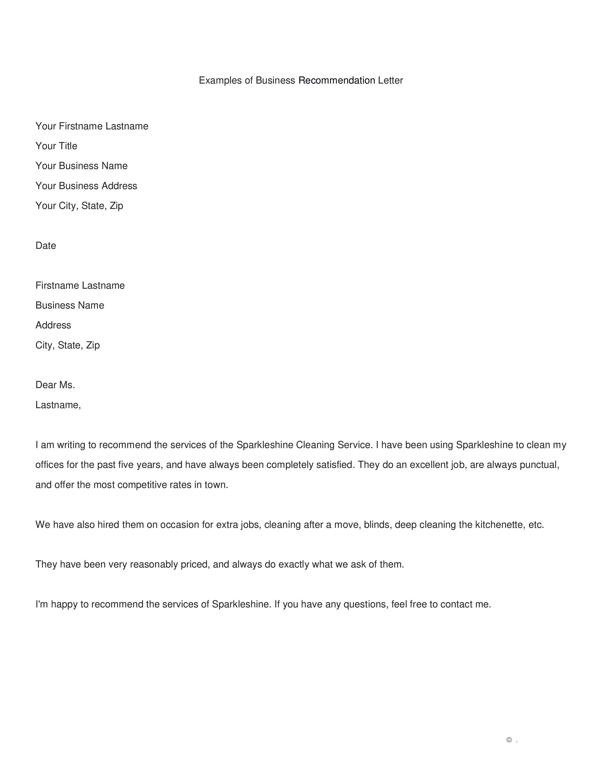 Business Letter Of Recommendation Template from www.allbusinesstemplates.com