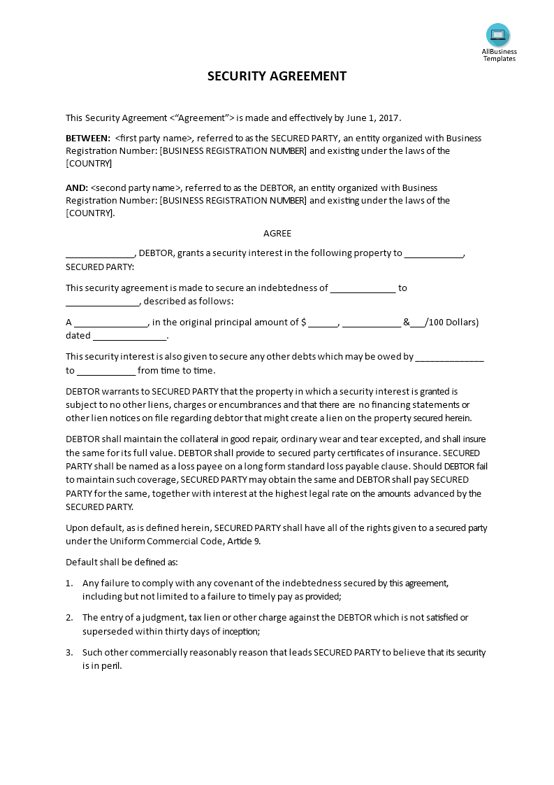 Security Agreement Template main image