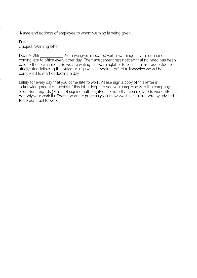 Staff Late Warning main image