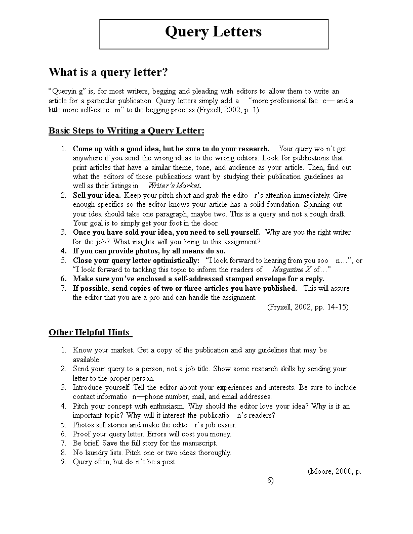 official query letter template