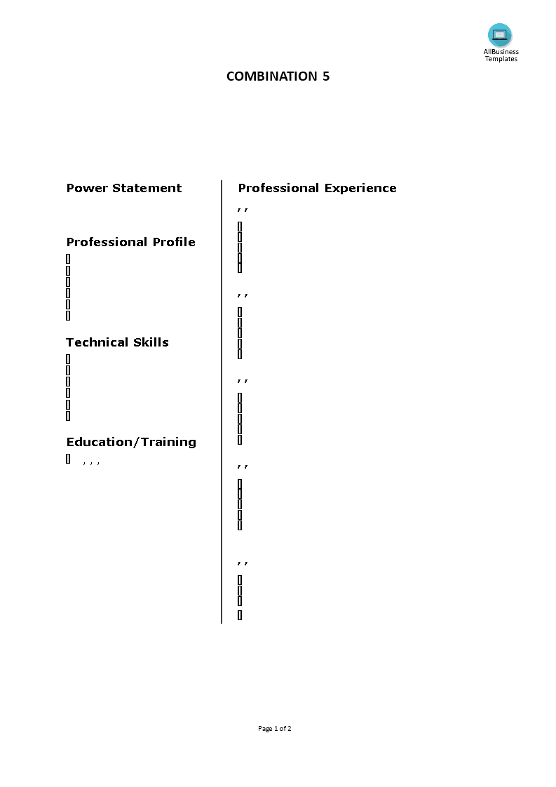 Combination CV template 模板