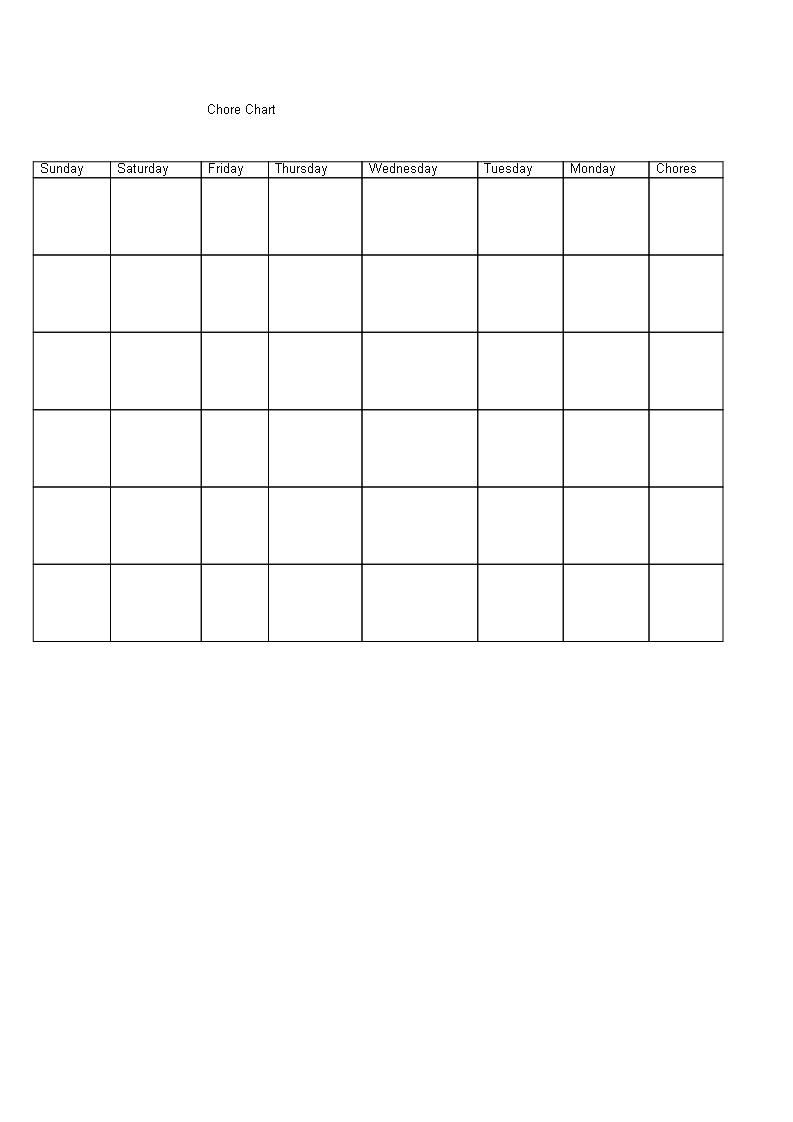 Blank Chore Chart Sample 模板