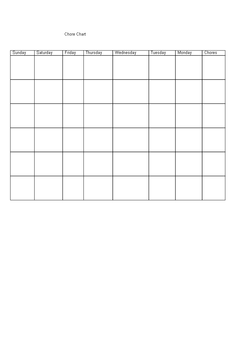 blank chore chart sample voorbeeld afbeelding 