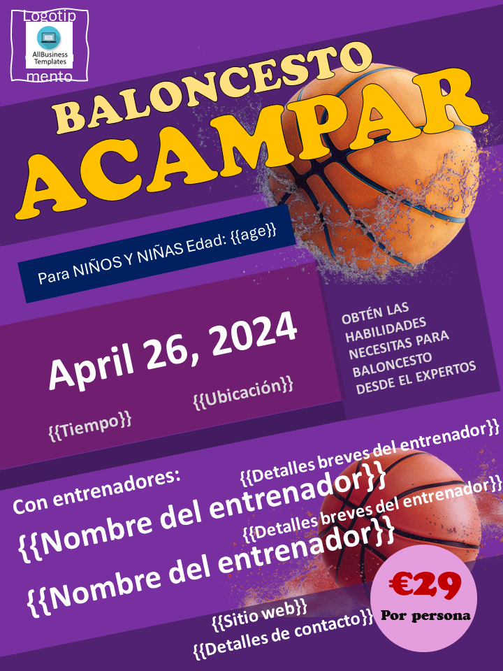 plantilla de folleto de campamento de baloncesto voorbeeld afbeelding 