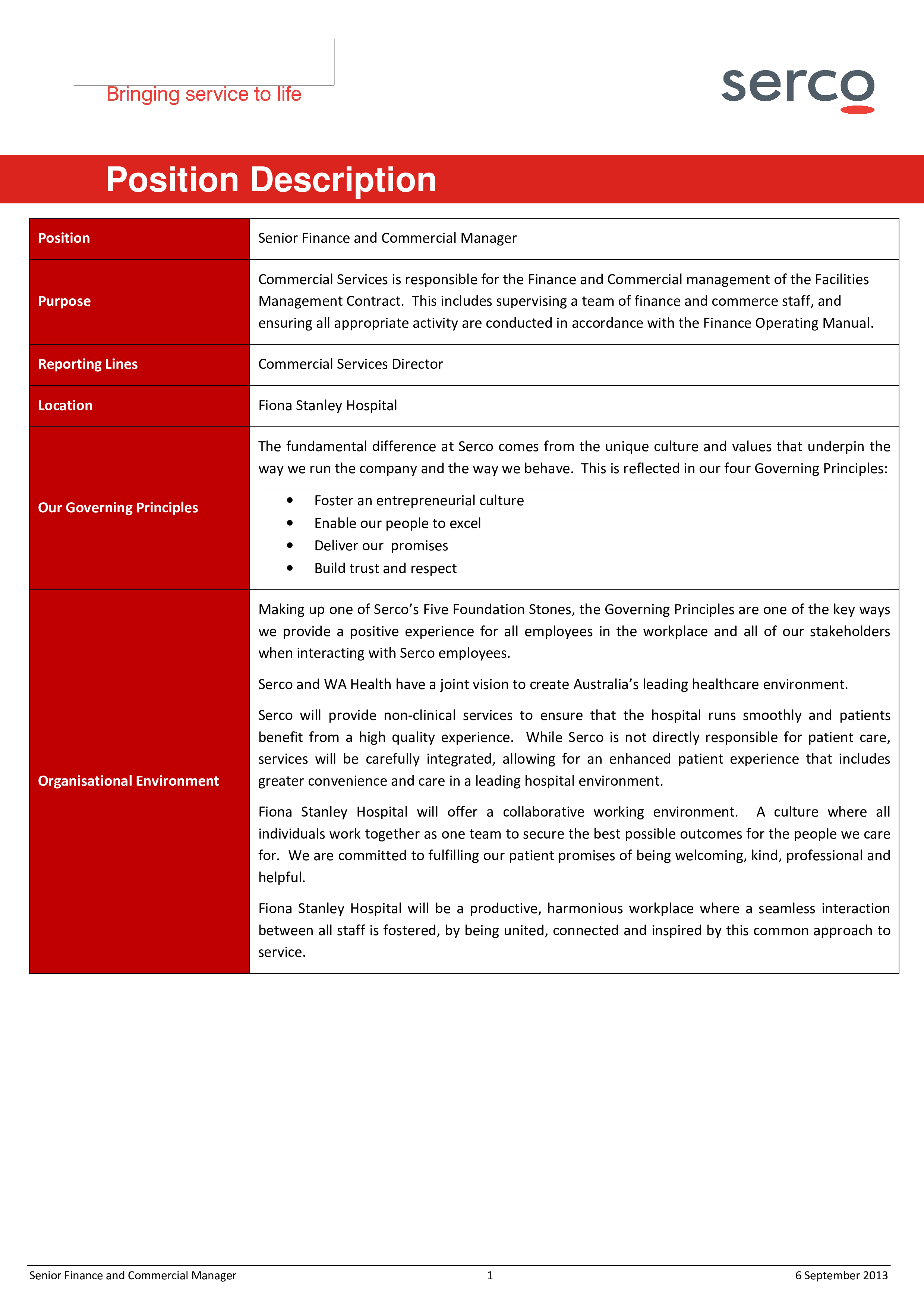 senior finance and commercial manager job description template