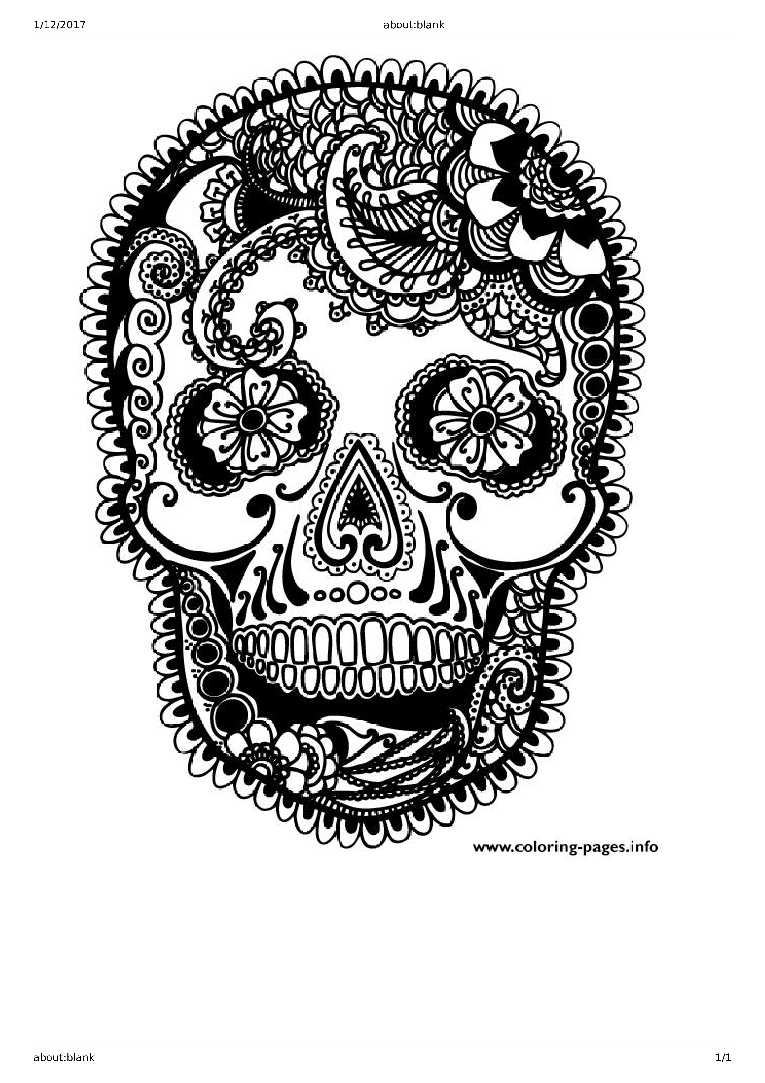 printable adult coloring pages of skull voorbeeld afbeelding 