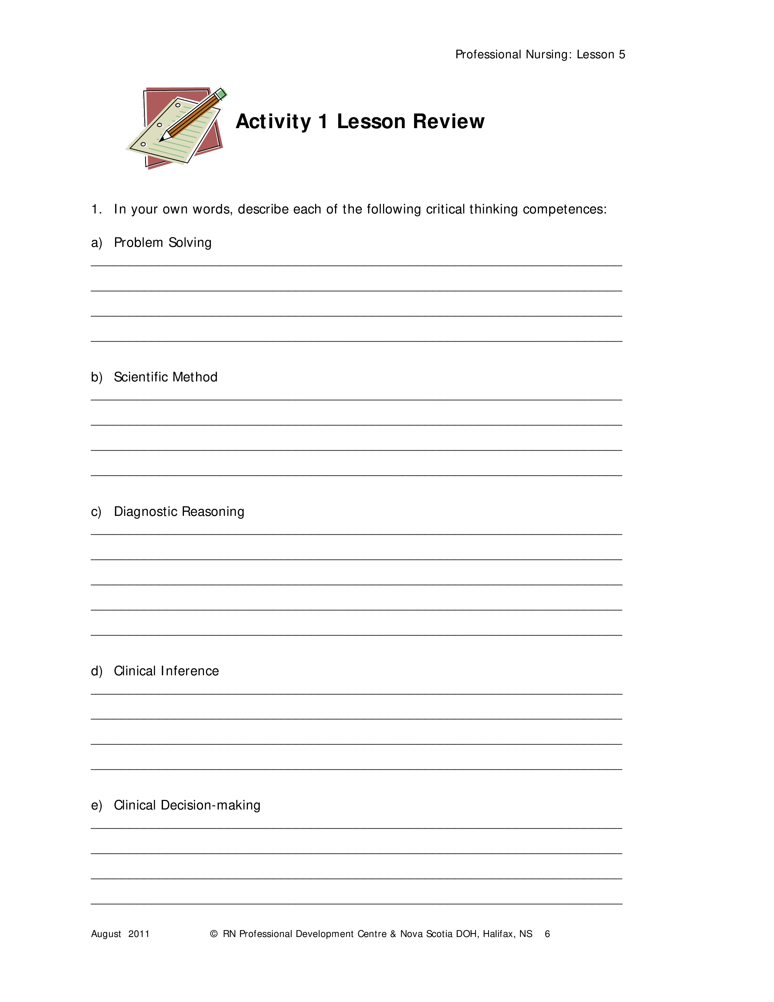 Sample Nursing Lesson Plan Templates at