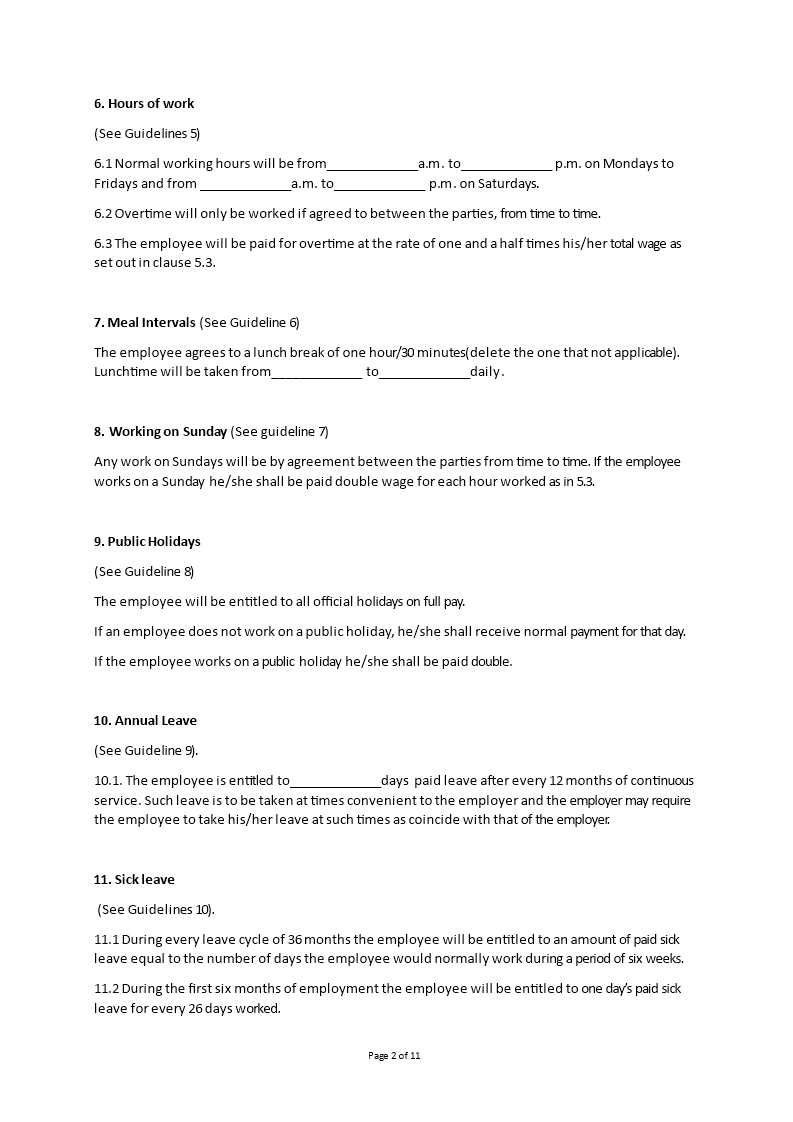 Sample Employment Contract | Templates at allbusinesstemplates.com
