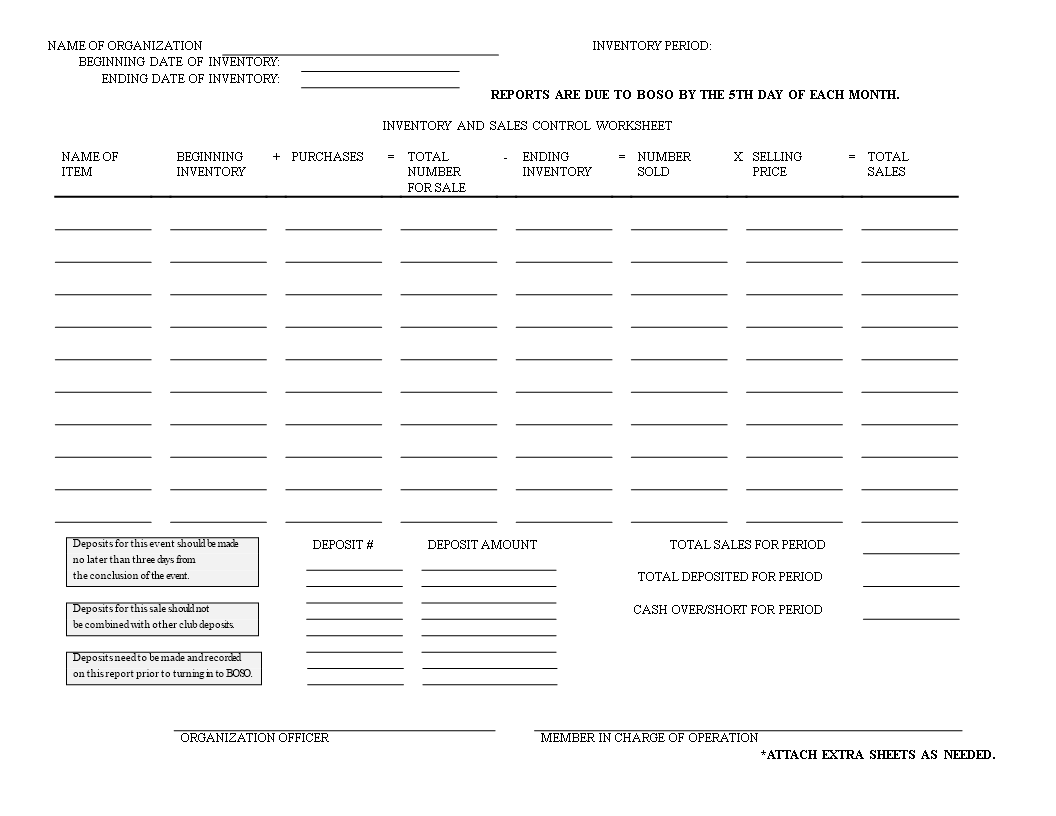 Organization Inventory Control Document Templates at