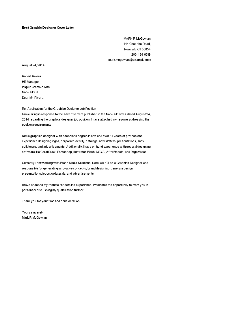 best graphic designer cover letter modèles