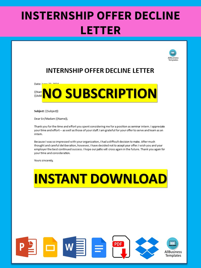 internship offer decline Hauptschablonenbild