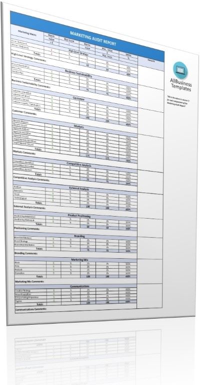 internal marketing audit report as excel template template
