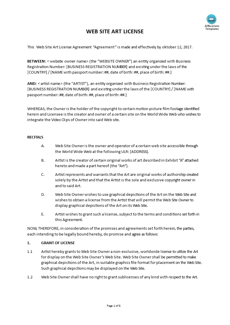 Website License Agreement Template