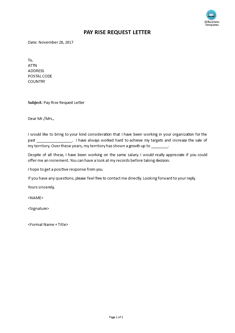 Pay Rise Request Letter main image