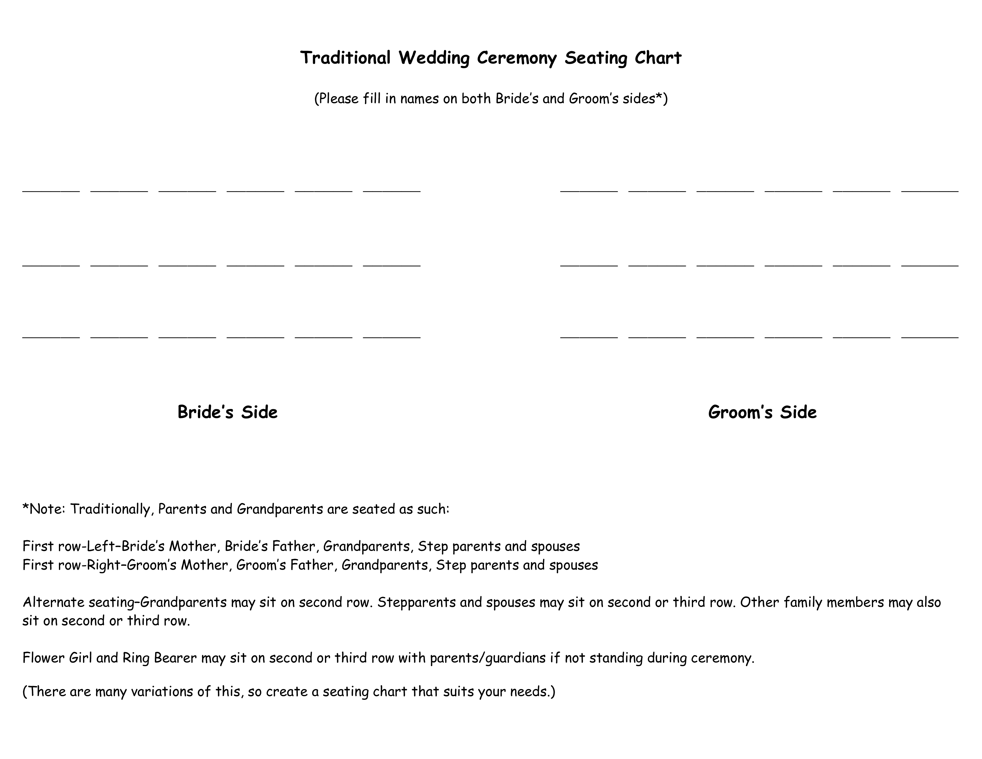 Ceremony Seating Chart