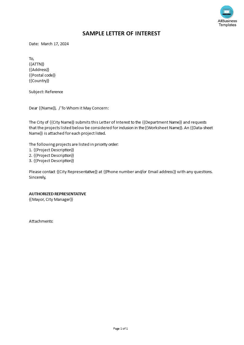 formal letter of interest voorbeeld afbeelding 