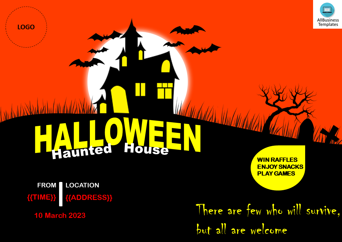 halloween haunted house flyer voorbeeld afbeelding 