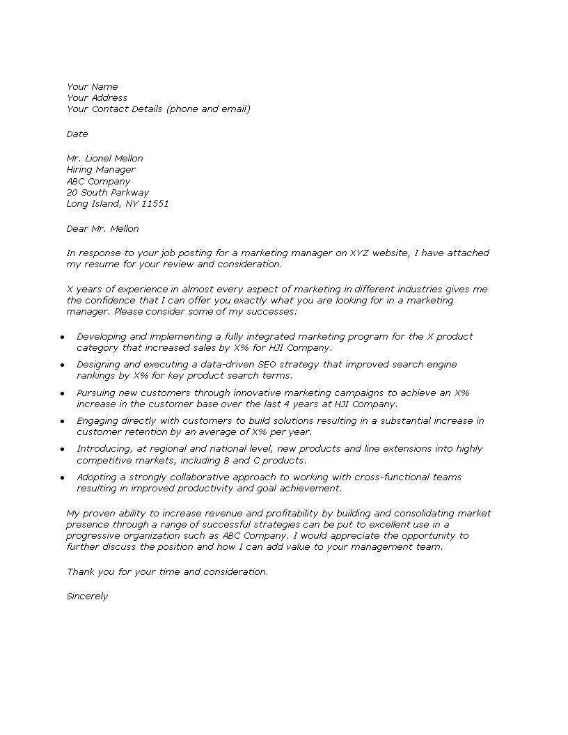 application letter for employment as a marketer