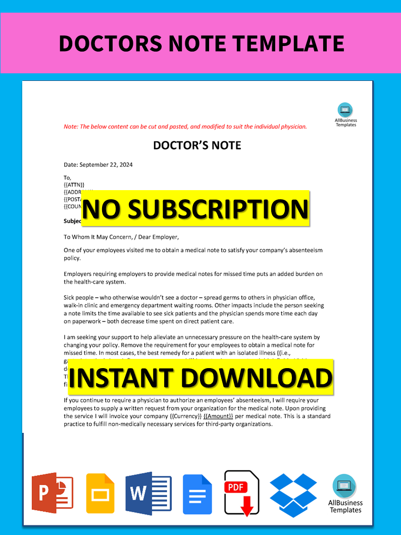 minute clinic doctors note template voorbeeld afbeelding 