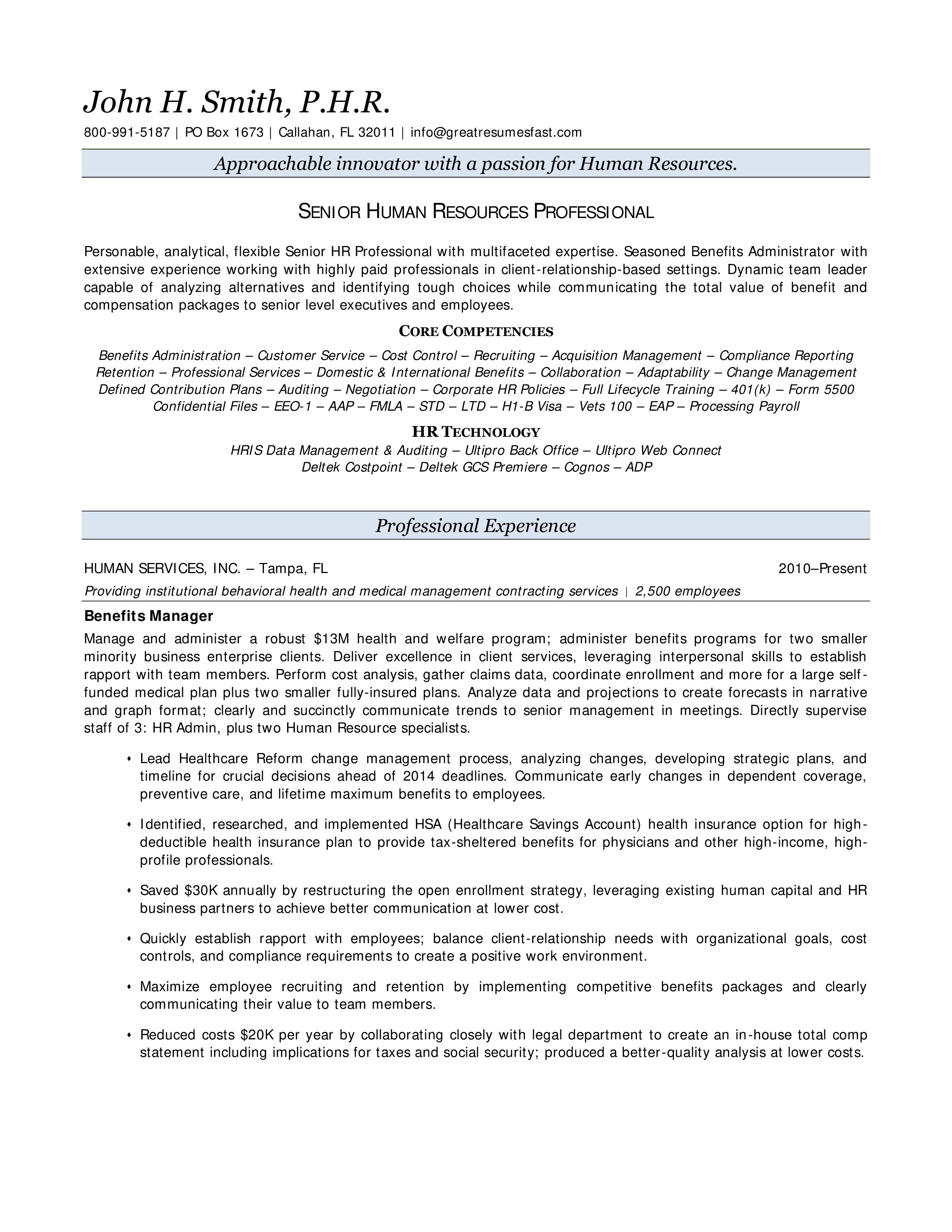 Senior Hr Executive Resume Templates At Allbusinesstemplates