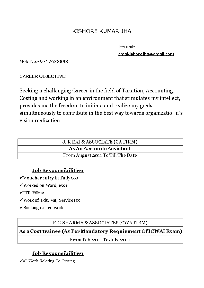 accounting assistant resume template