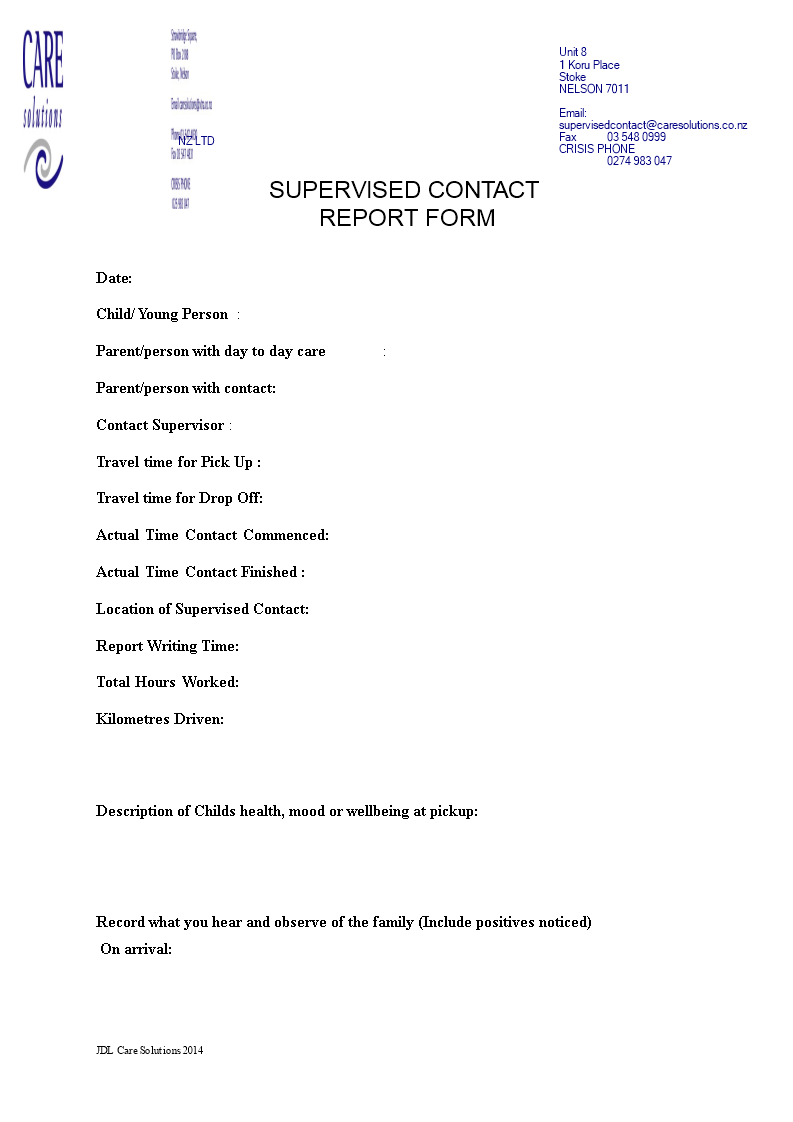 supervised contact report modèles