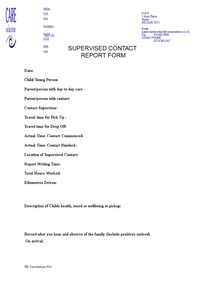 supervised contact report Hauptschablonenbild